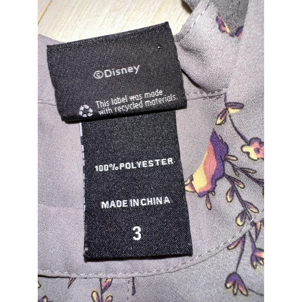 Disney Lady and the Tramp Grey Floral Print Blouse Plus Size 3 3XL 3/4 Sleeve